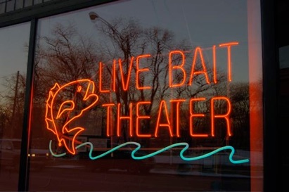 Live Bait Theater neon sign